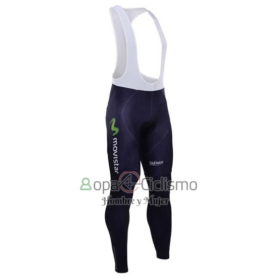Movistar Ropa Ciclismo Culotte Largo 2016 Mangas Largas Blanco y Azul